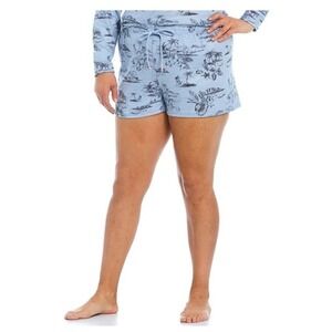 New PJ Salvage 3X Hawaiian Palm Scenic Blue Peachy Jersey Lounge Shorts #92917